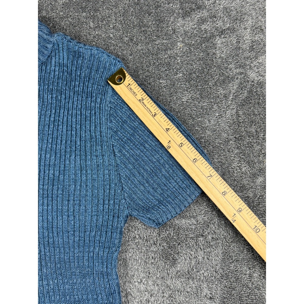 Vintage Y2K B.Z. Blue Ribbed Mock Neck Knit Top Womens Medium USA Made NWT - Picture 9 of 9